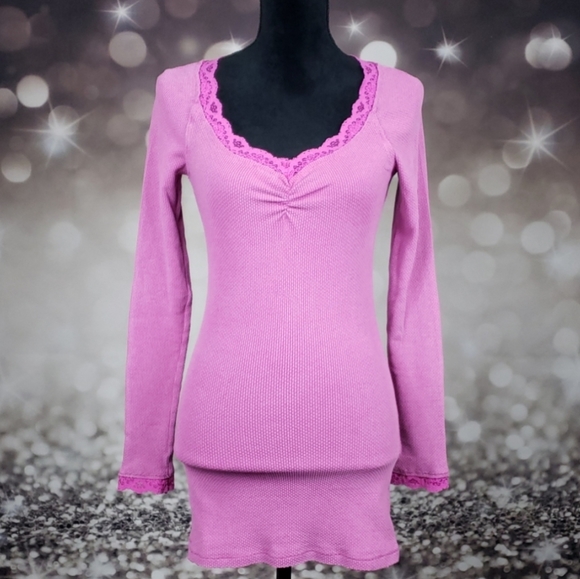 Free People Pink Veba Lace Cuff Thermal